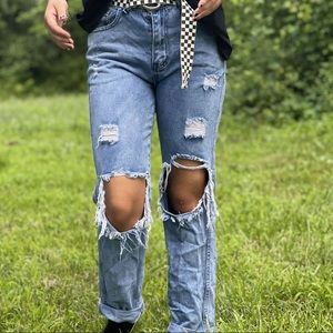 Baggy High Waisted Blue Denim Mom Jeans